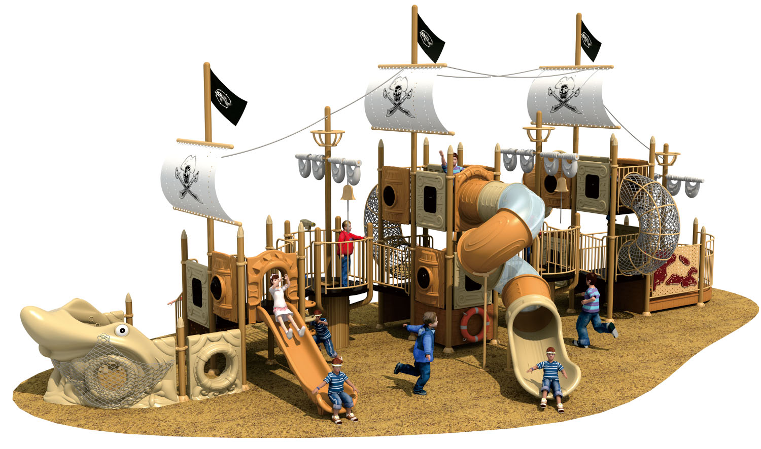 Pirates Ship Series - Tobogán infantil grande para juegos al aire libre