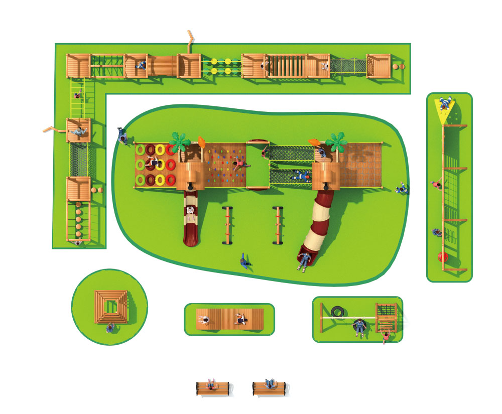 Parque infantil de madera Serie de equipos de expansión de madera HD-MTZ003-21395