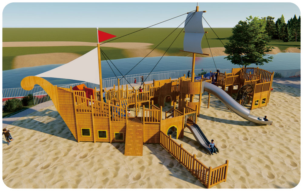 Parque infantil de madera Barco pirata Serie HD-MHD011-21386