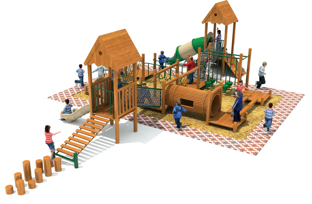 Parque infantil de madera Serie de equipos de expansión de madera HD-MTZ004-21396